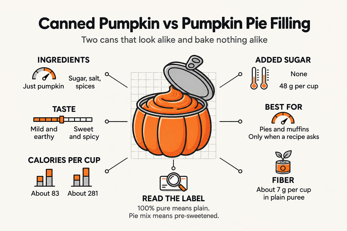 Canned Pumpkin Puree vs Pie Filling Infographic
